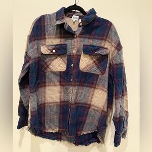 BKE Plaid Button Down Shirt in Blue and Tan